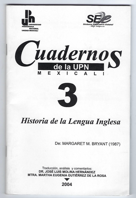 Portada de Cuadernos de la UPN Mexicali: Historia de la lengua Inglesa